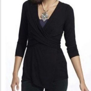 Anthropologie One September Black Wrap Top
